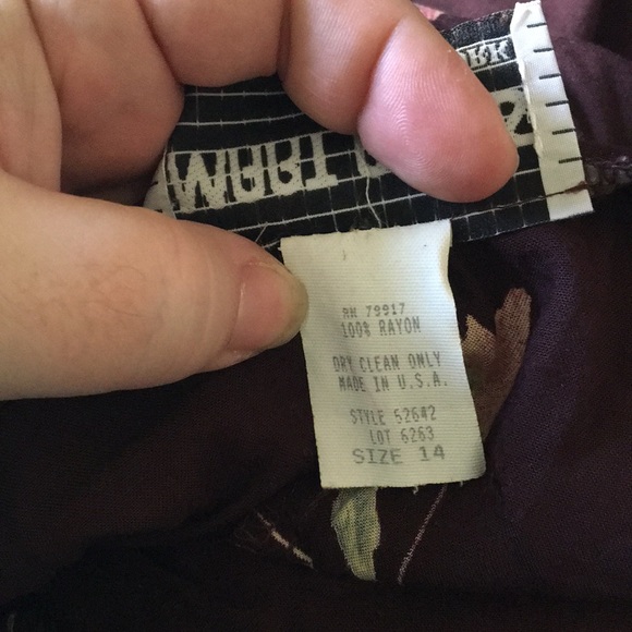 Vintage A-line brown flowered skirt size 14 - Picture 7 of 7